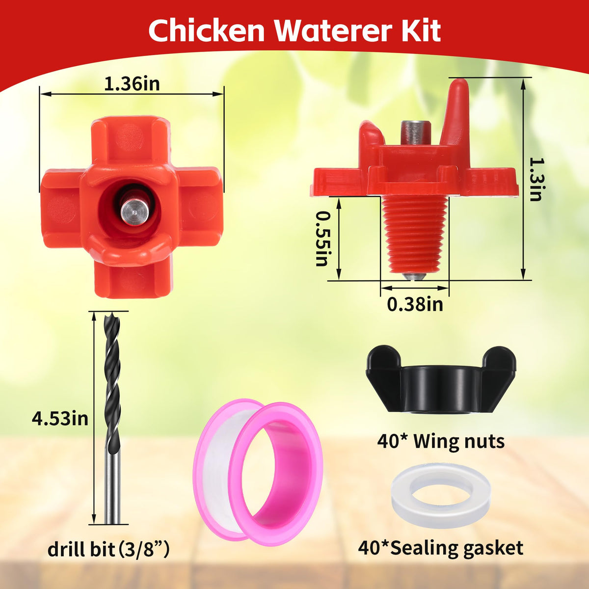 40 Pcs Chicken Waterer Nipples with Drill Bit K972791