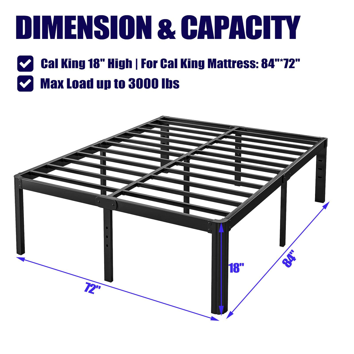 California King Heavy Duty Metal Platform Bed Frame with Round Corners Q536