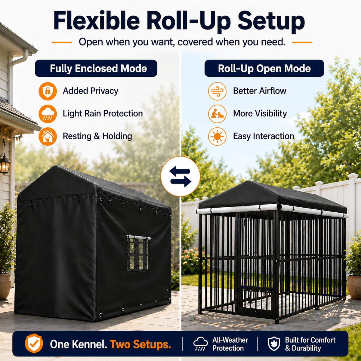 Heavy Duty Outdoor Dog Kennel with Cover J80865