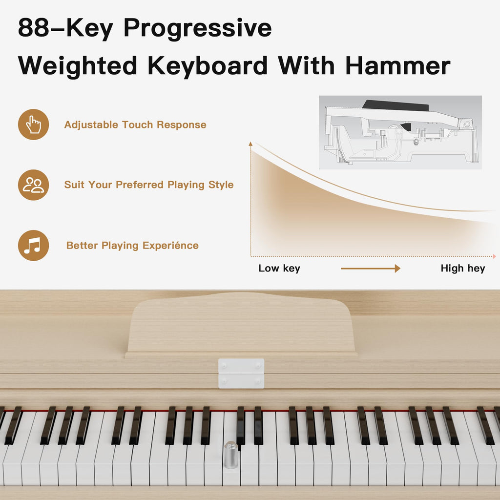 88-Key Weighted Digital Piano with 3-Pedal and Stand I8119