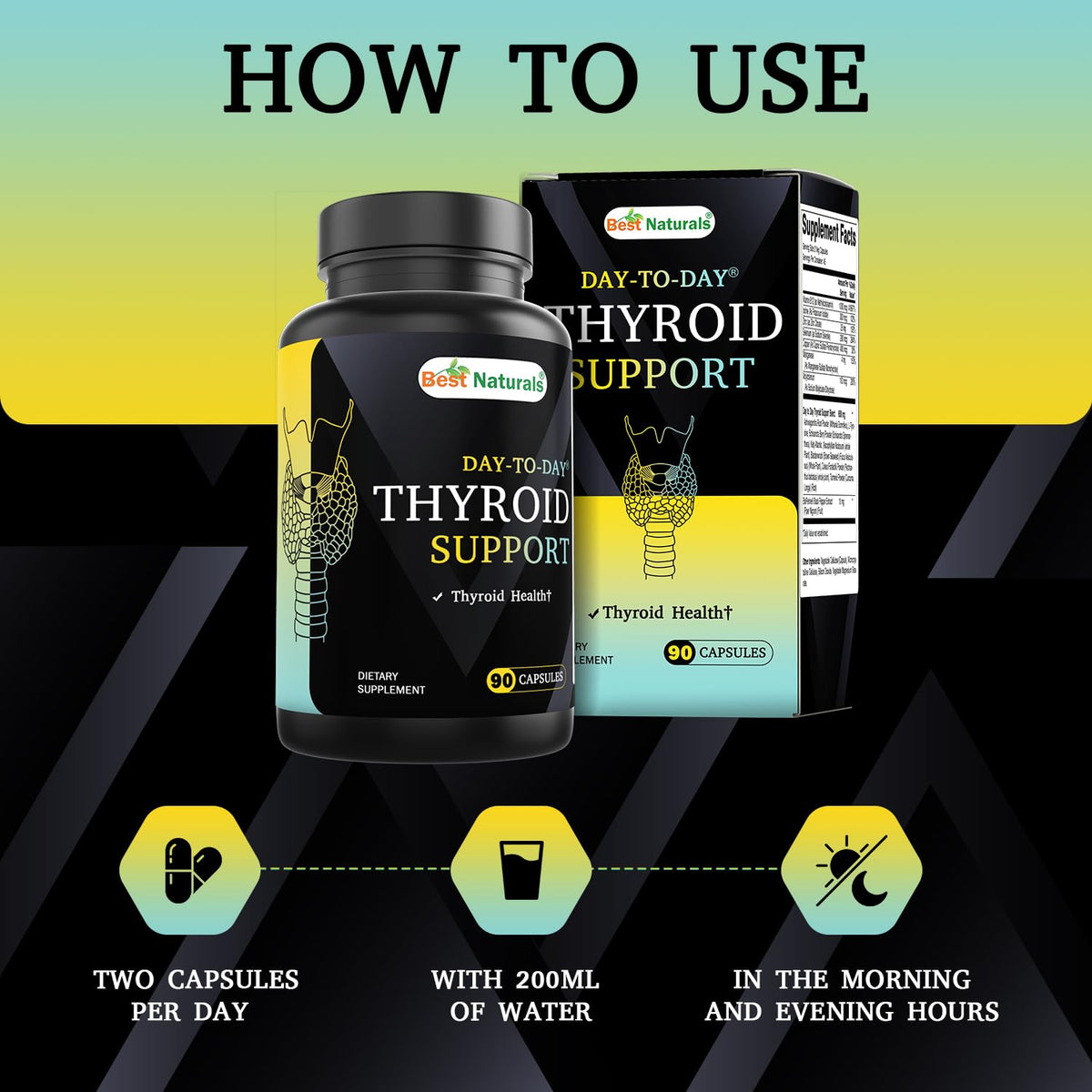 90 Vegetable Capsules Thyroid Support Supplement A47934