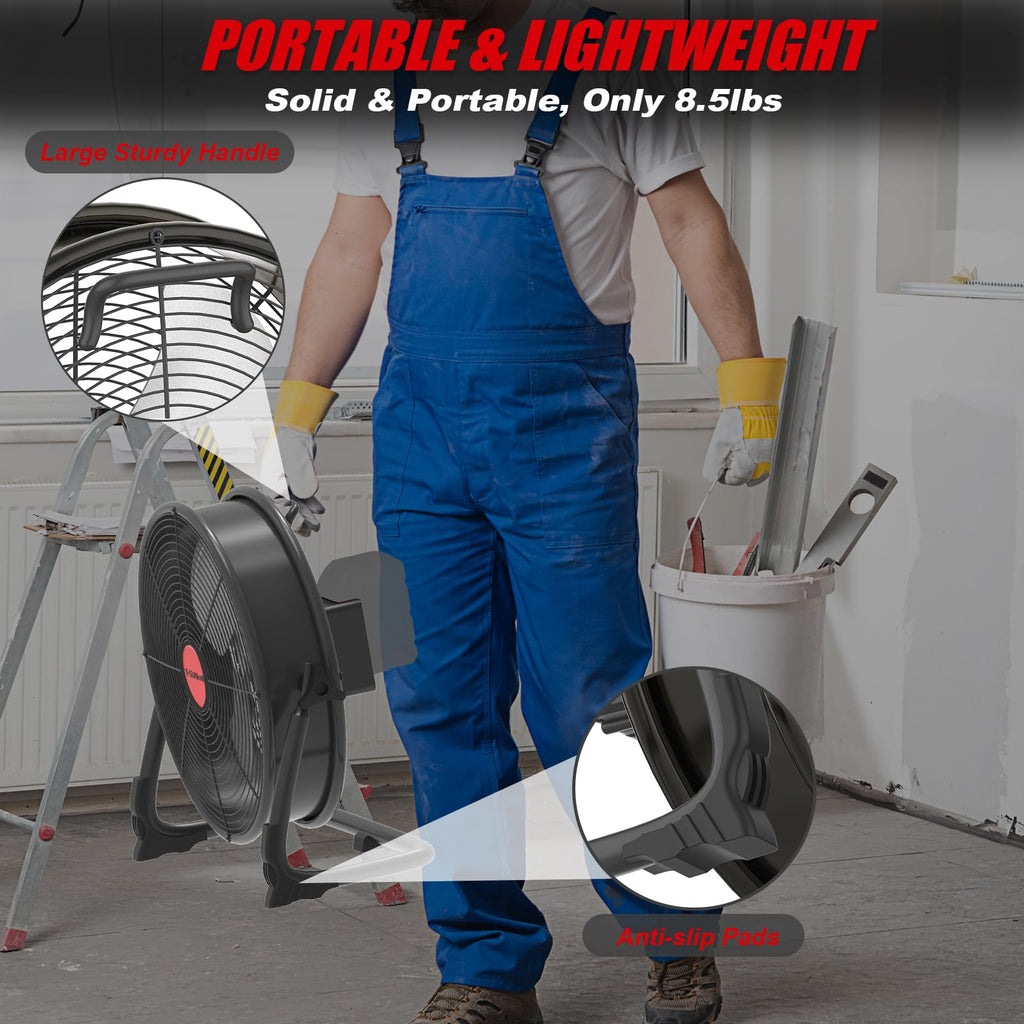 16" Battery Powered Cordless Floor Fan E7803