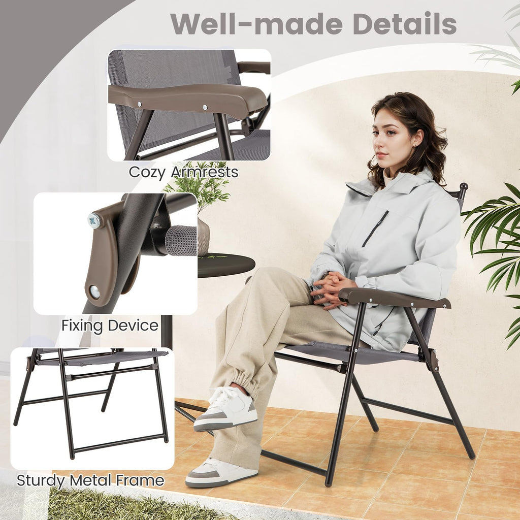 Set of 2 Grey Patio Folding Chairs B518