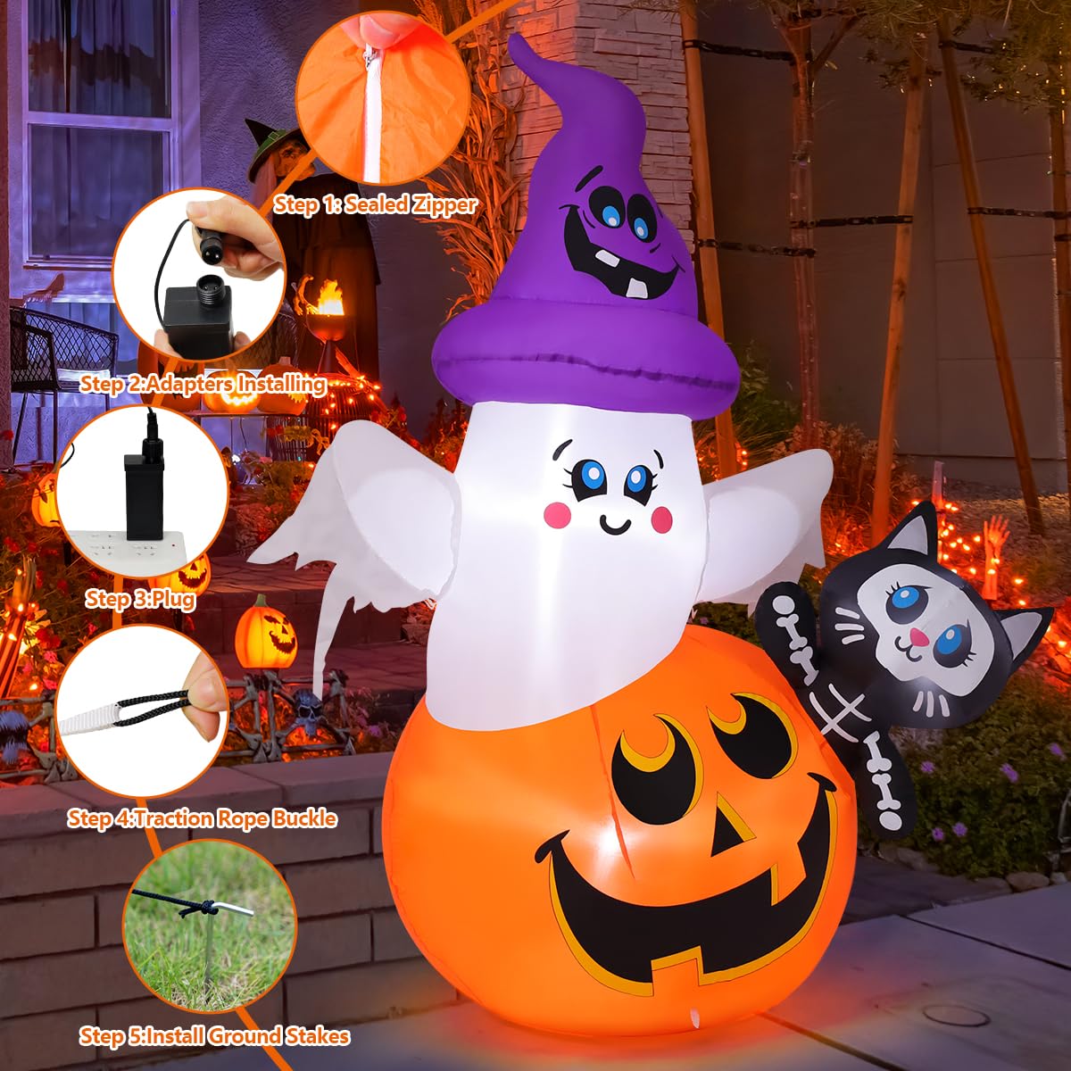 5 FT Halloween Inflatables with Built-in LEDs K7874