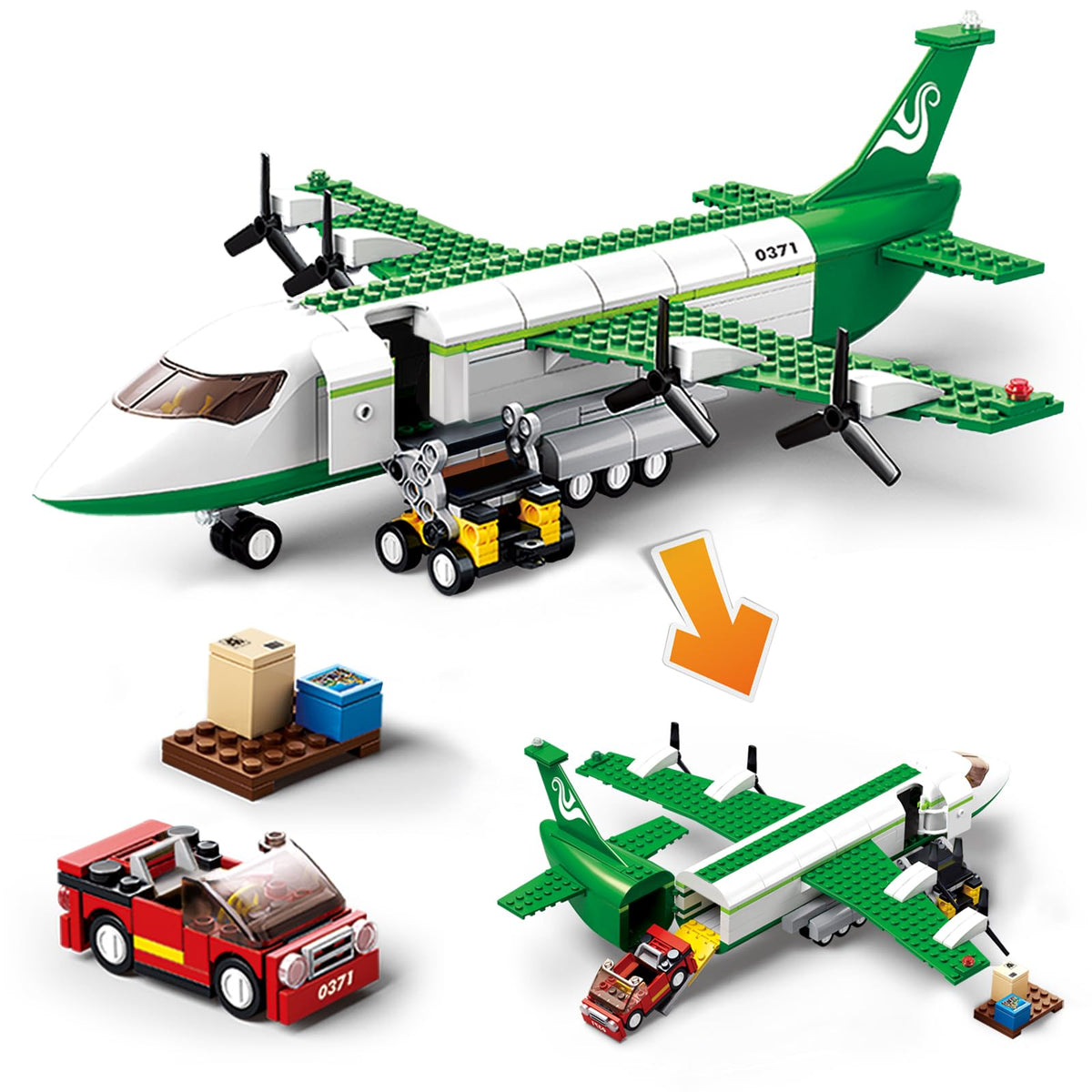 City Cargo Plane Building Set with Car H891777