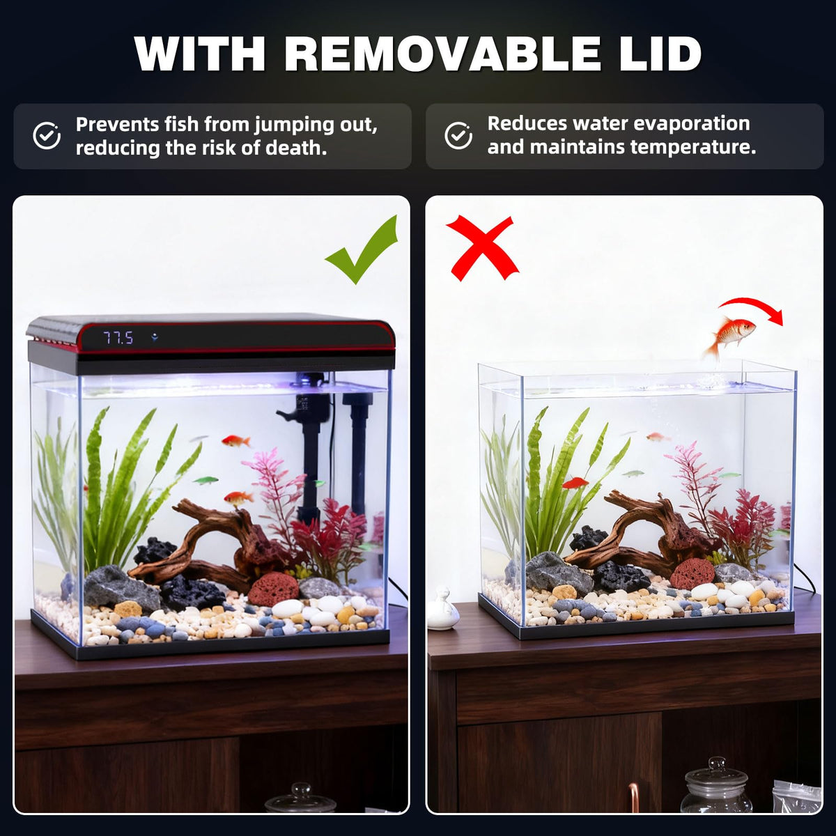 20 Gallon Glass Fish Tank Aquarium Starter Kit with LED Lights Filter Pump F84474