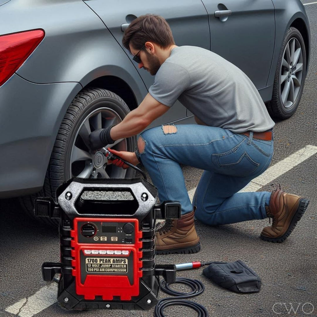 Portable Jump Starter & Power Pack with 150 PSI Air Compressor V741