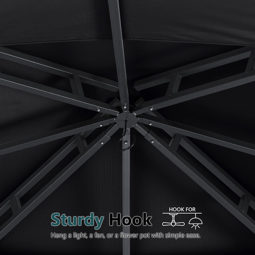 10x12 ft Heavy Duty Patio Gazebo with Netting Walls J29682