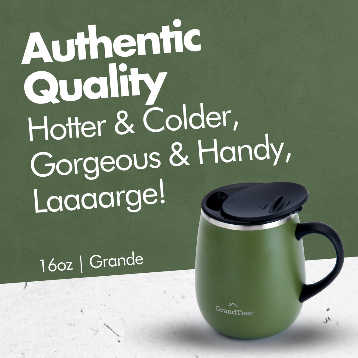 16 oz Insulated Stainless Steel Coffee Mug 2-Pack with Handle & Sliding Lid B249