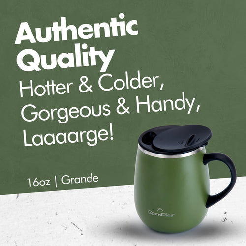 16 oz Insulated Stainless Steel Coffee Mug 2-Pack with Handle & Sliding Lid B249