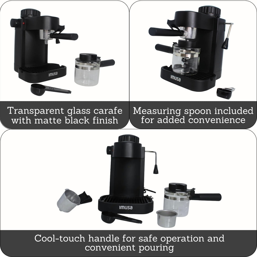 4 Cup Electric Espresso Cappuccino Coffee Maker, Black N523