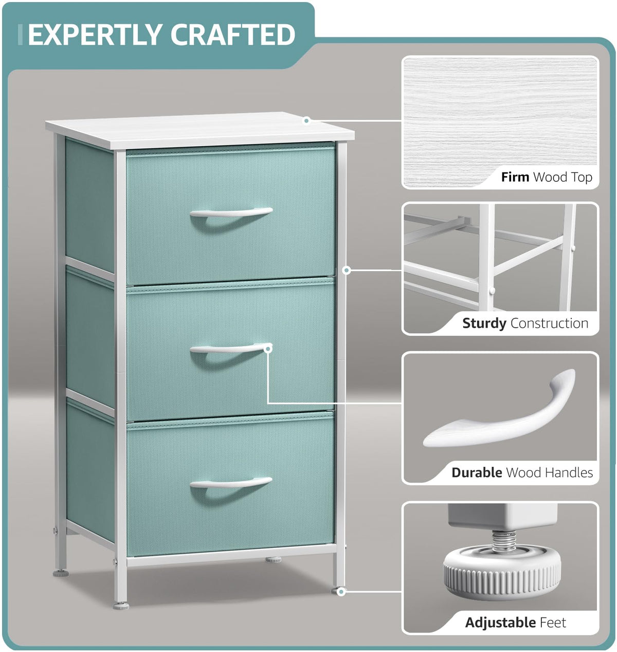 Aqua 3 Drawer Nightstand S364065