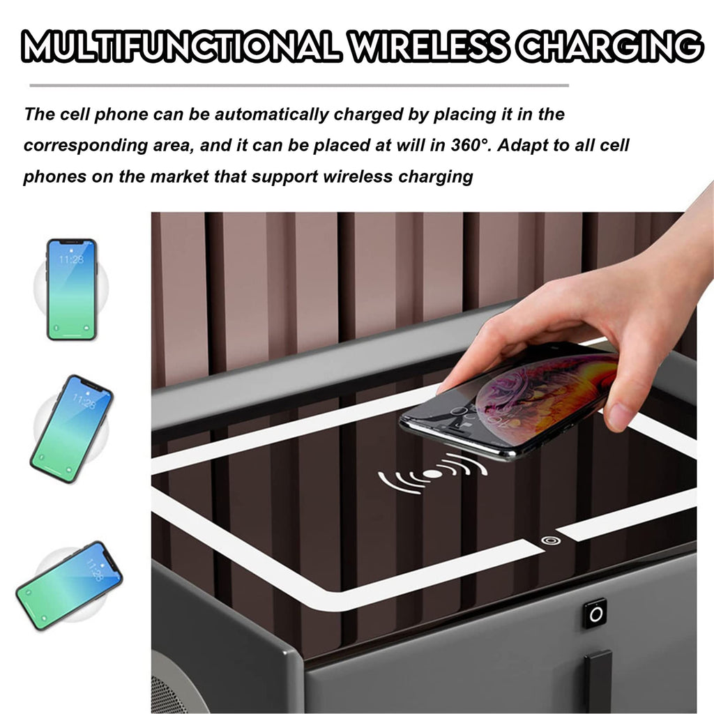 White 3 Drawer Bed End Table with Wireless Charging Q155219