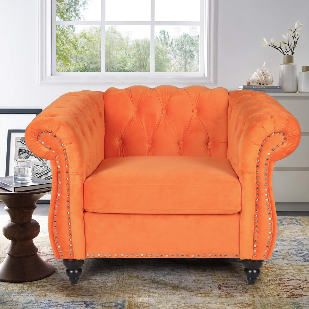 Orange Velvet Accent Chair X30287