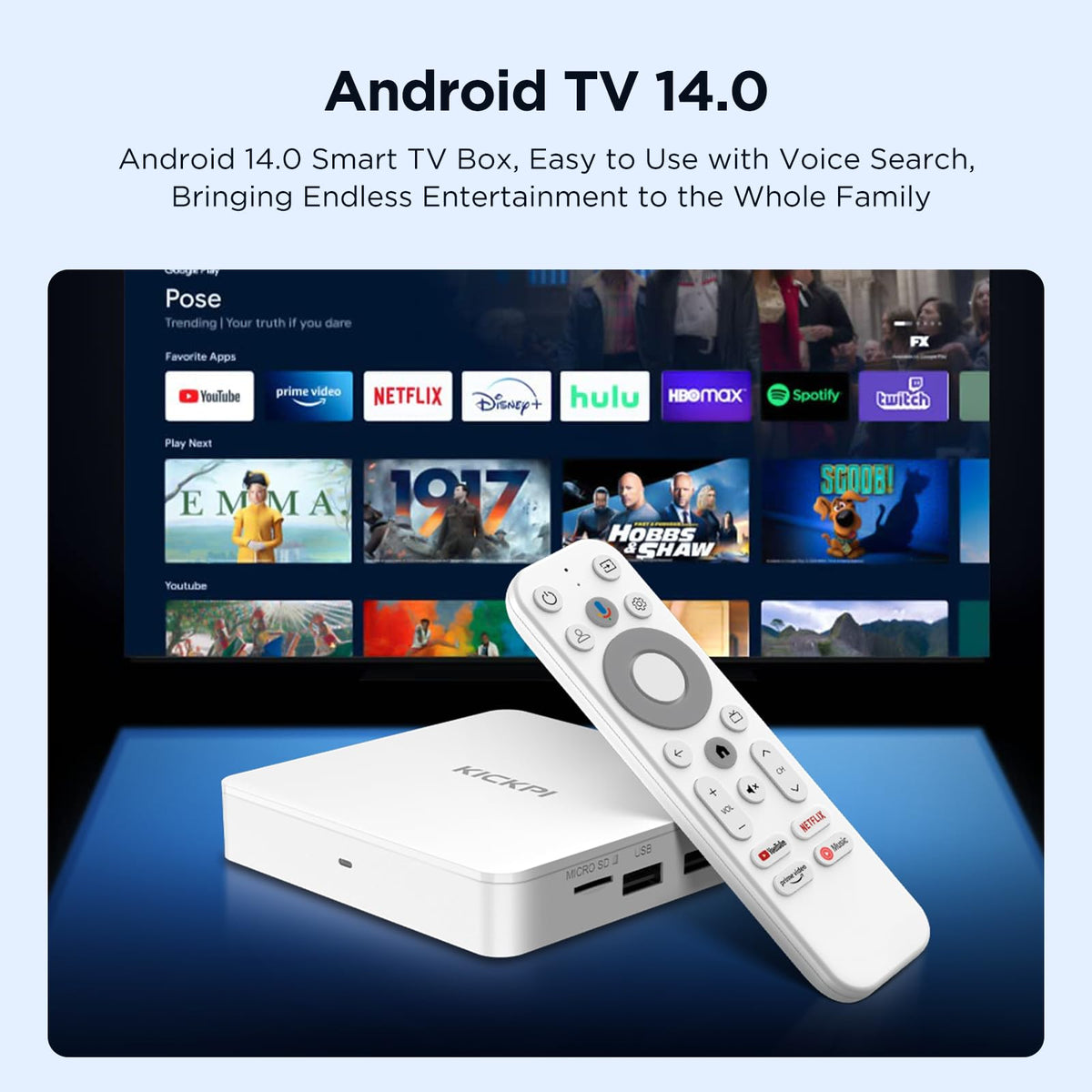 Android TV Box 4K Streaming Device 2GB RAM 16GB ROM White Q98135