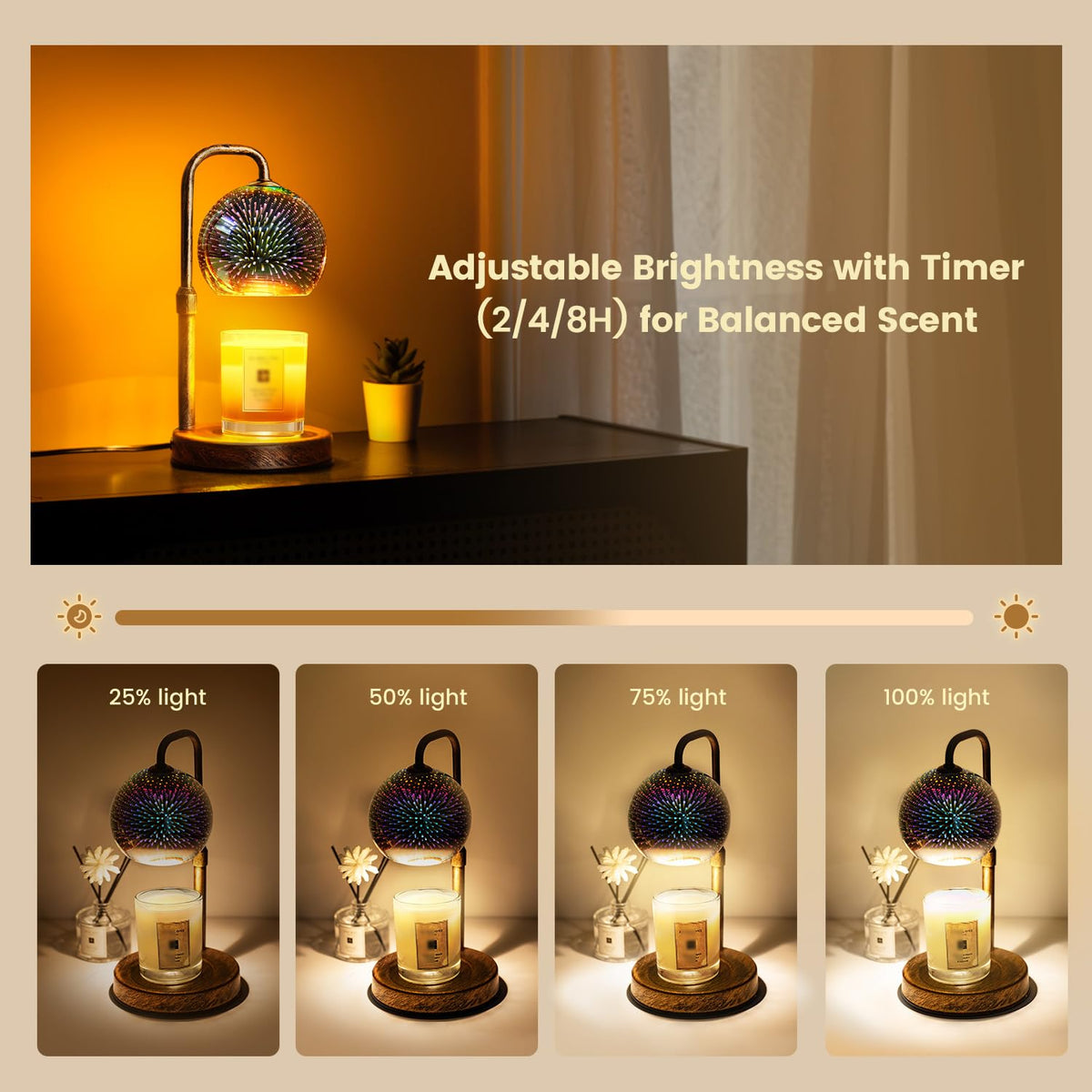 Candle Warmer Lamp with Timer, Dimmable, Adjustable I457