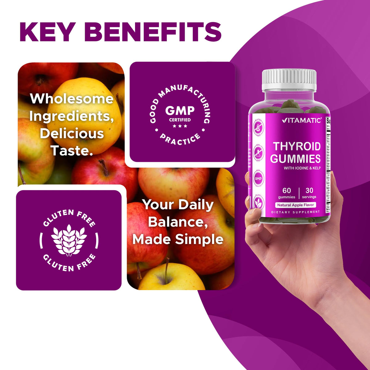 Thyroid Gummies with Iodine & Kelp, 60 Gummies G392531
