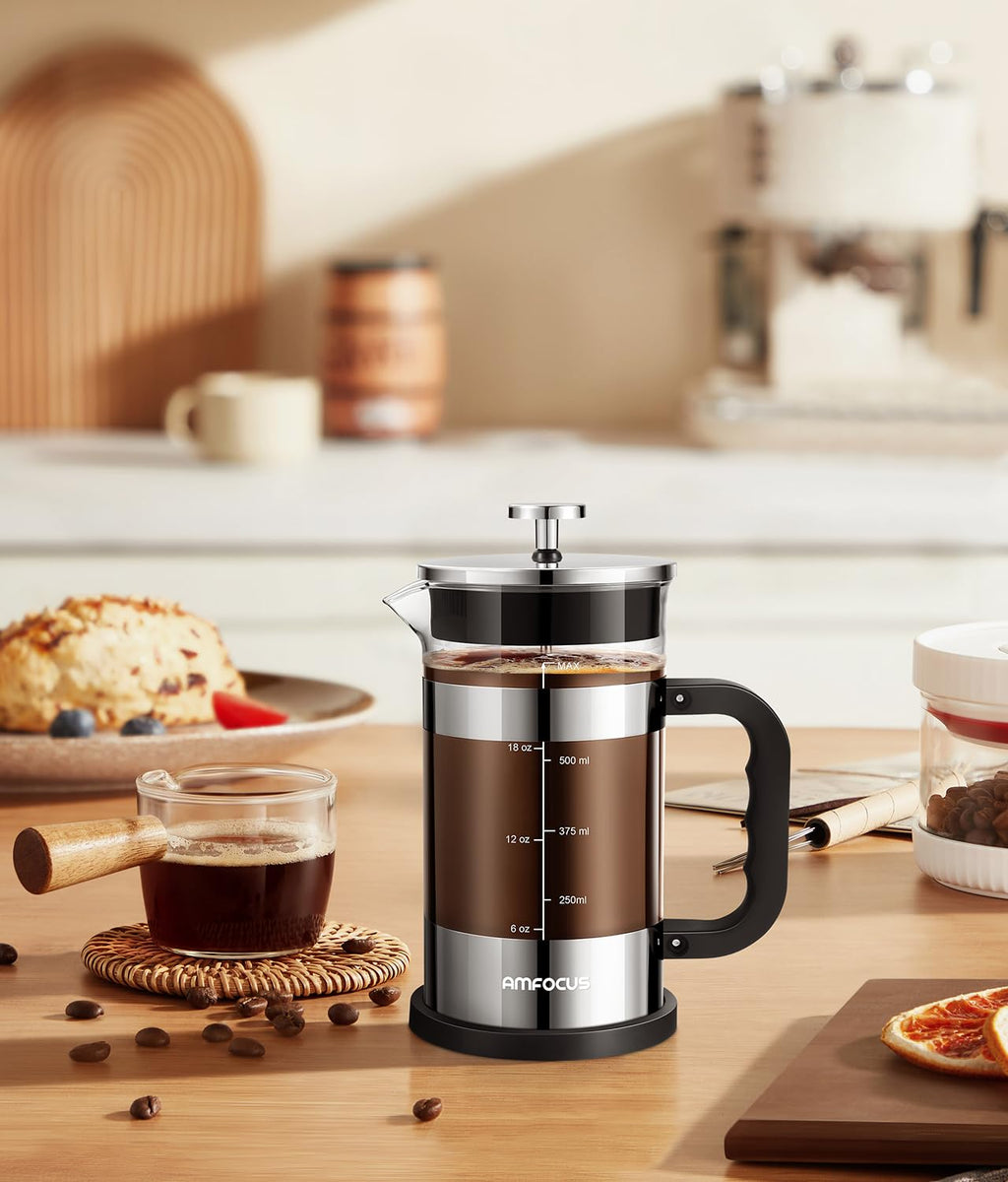 French Press Coffee Maker 21OZ Borosilicate Glass W75914