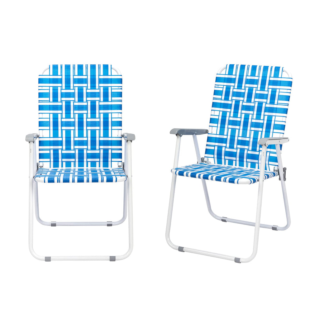 Set of 2 Blue Webbed Folding Camping Chairs Q56826