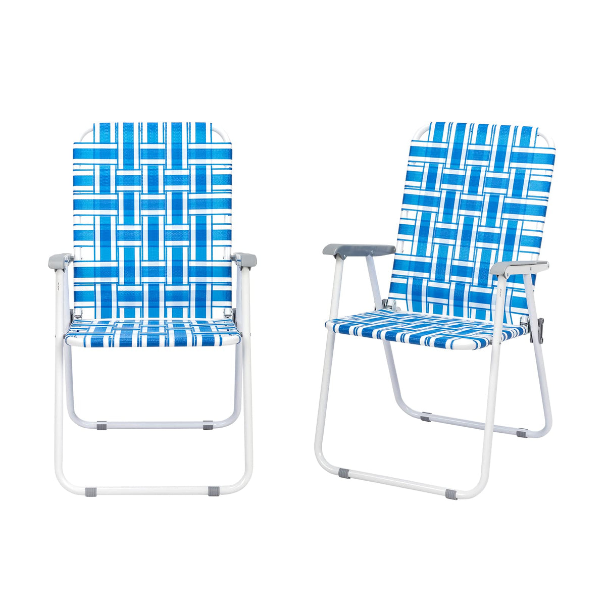 Set of 2 Blue Webbed Folding Camping Chairs Q56826