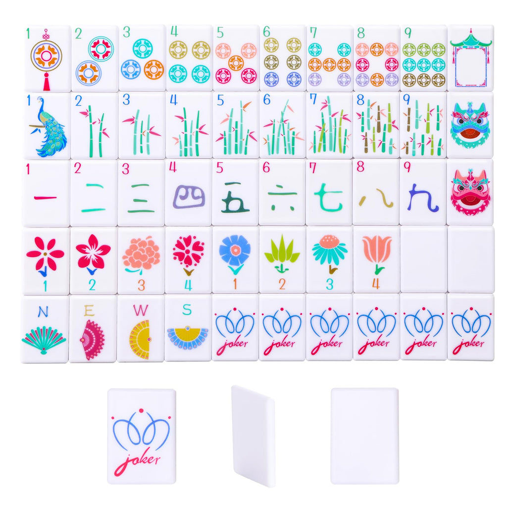 160 Printed American Mahjong Tile Set with 4 Racks & Carrying Bag Z4944