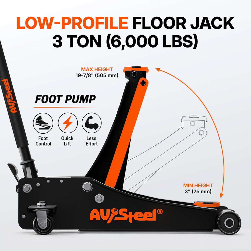 3 Ton Low Profile Hydraulic Steel Floor Jack L86349