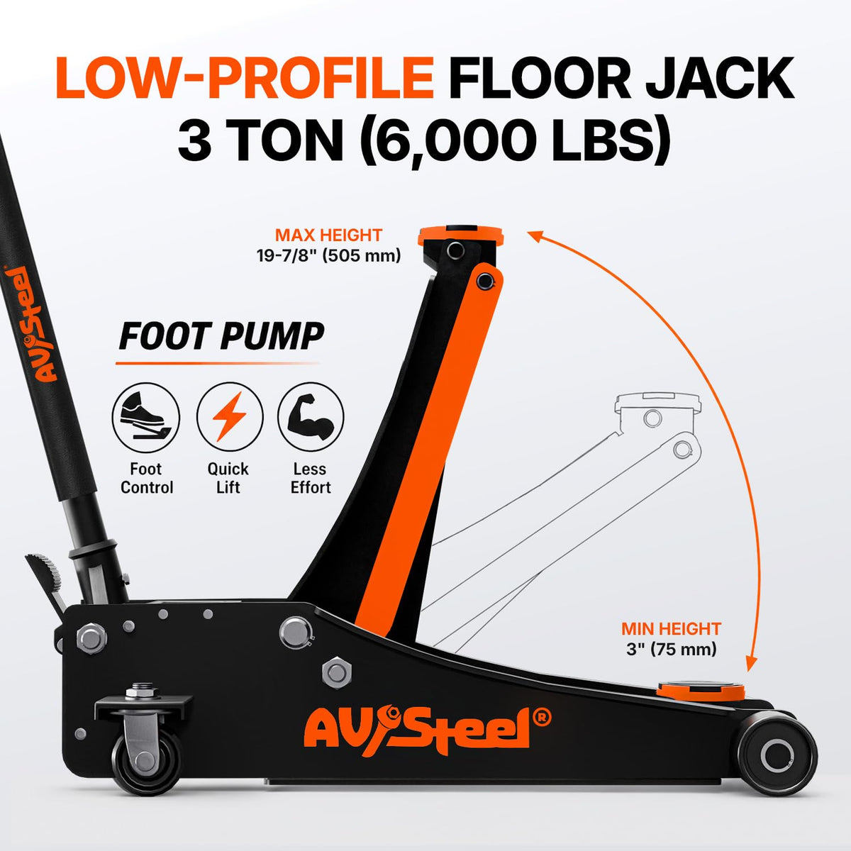 3 Ton Low Profile Hydraulic Steel Floor Jack L86349