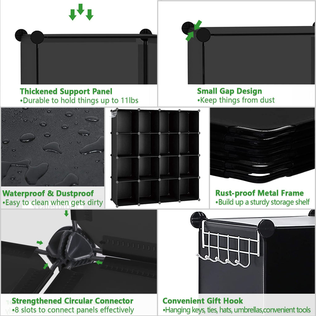 16 Cube Black Storage Organizer I45862
