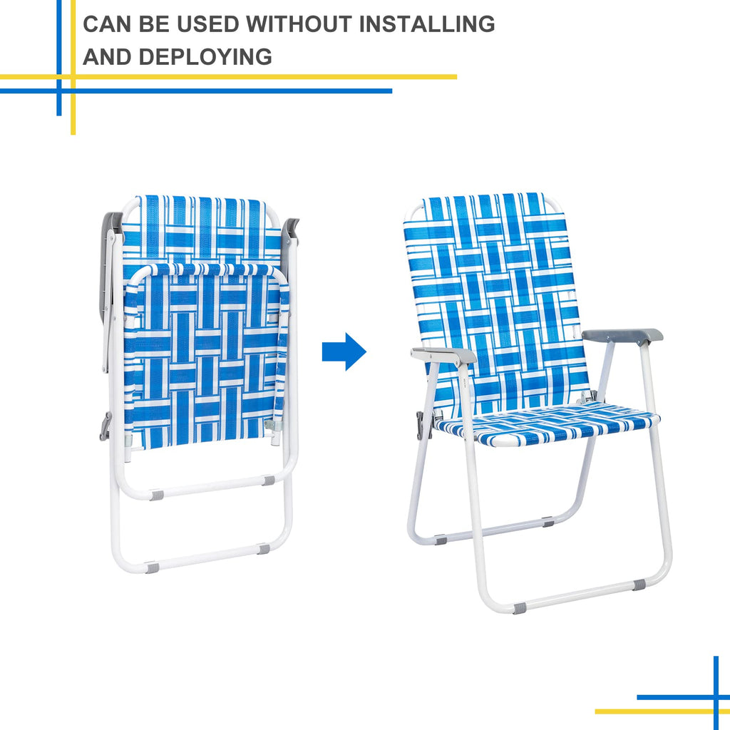 Set of 2 Blue Webbed Folding Camping Chairs Q56826