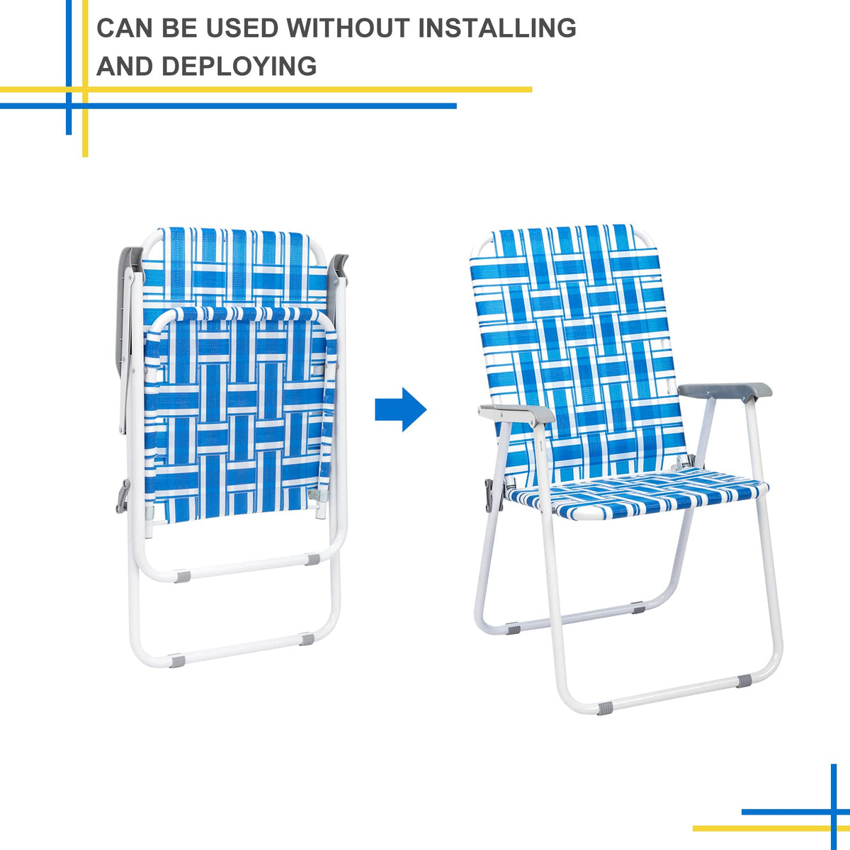 Set of 2 Blue Webbed Folding Camping Chairs Q56826