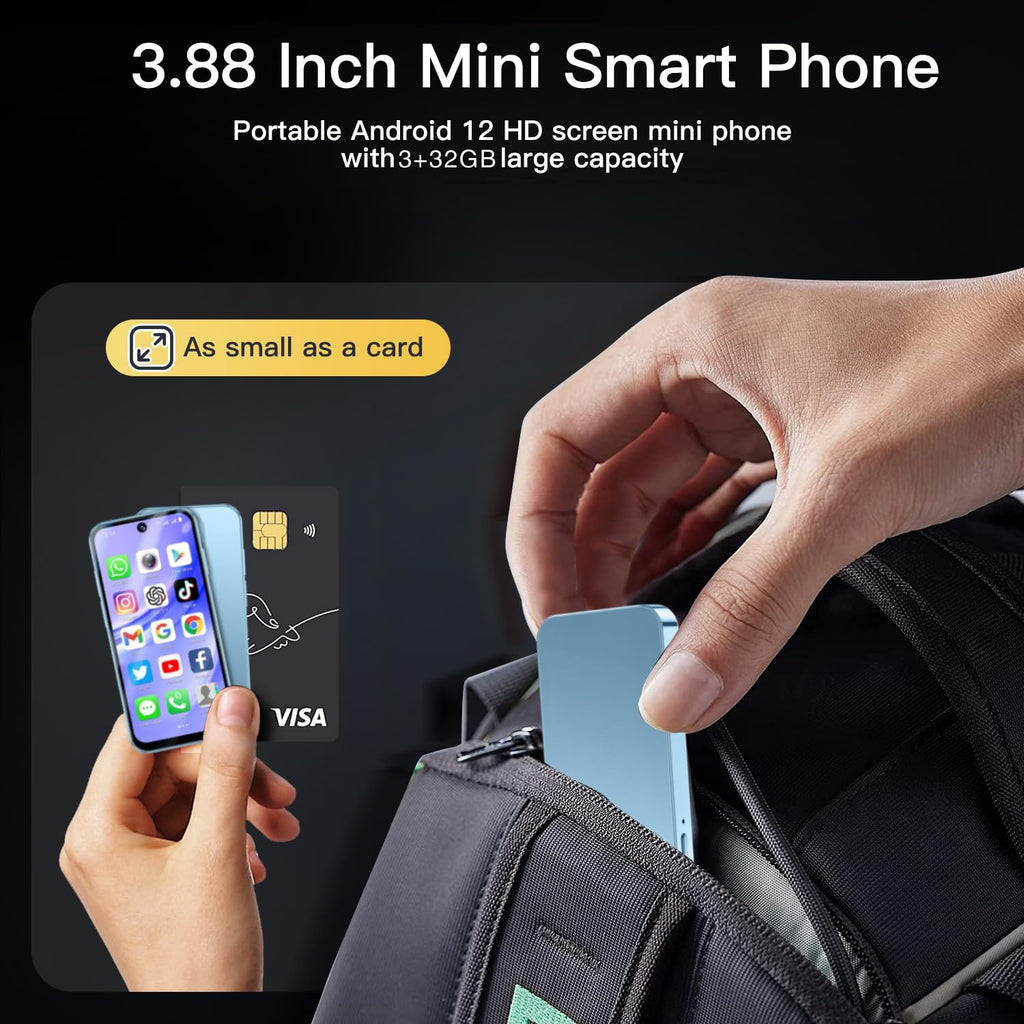 Unlocked Kids Cell Phone 3.88inch HD Touch Screen 4G Dual SIM Android 12 Black R9798
