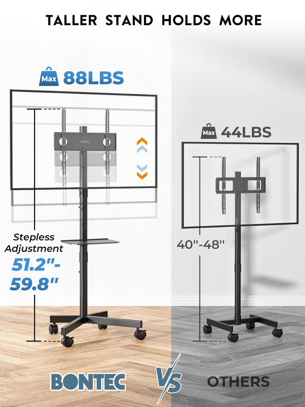 Black Rolling TV Stand for 23-65 Inch TVs O971324