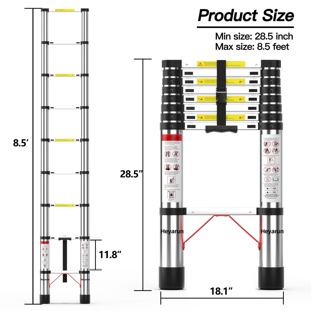 8.5 FT Aluminum Telescoping Ladder 330 lbs Capacity K691735