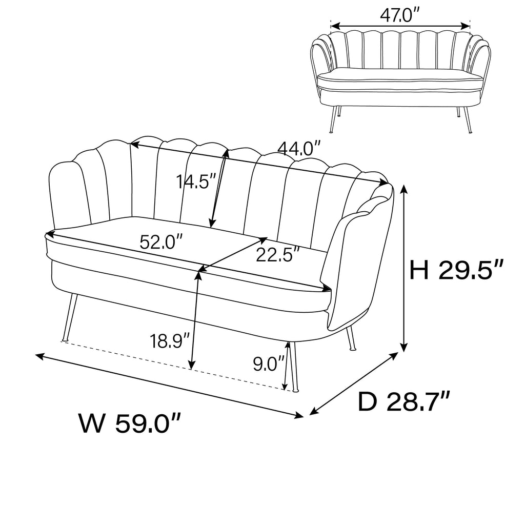 Light Gray Small Loveseat Sofa E5989
