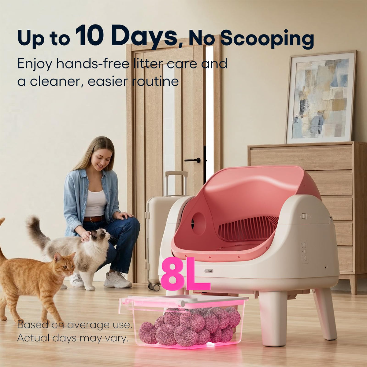 Self Cleaning Open Top Automatic Cat Litter Box Pink X79942