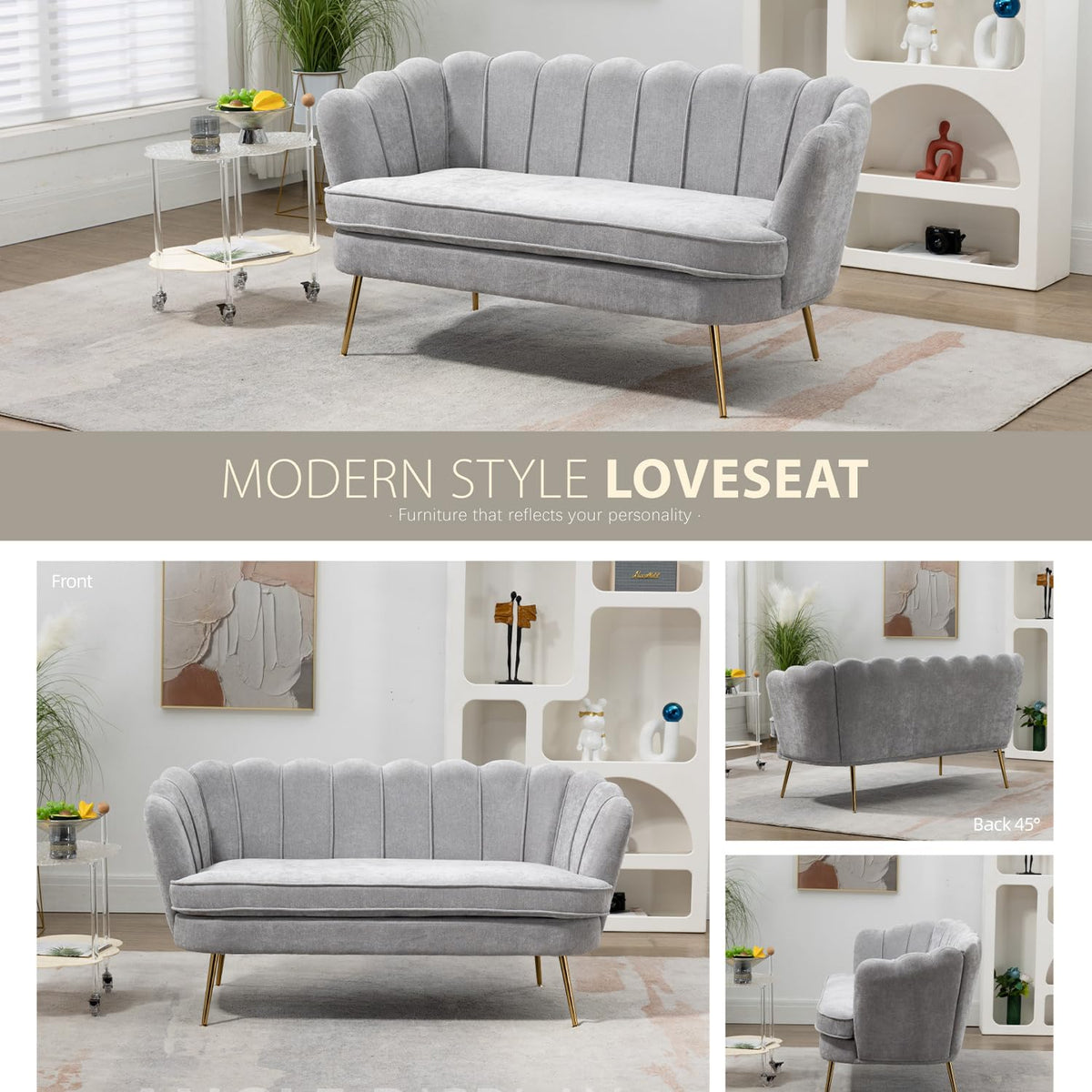 Light Gray Small Loveseat Sofa E5989