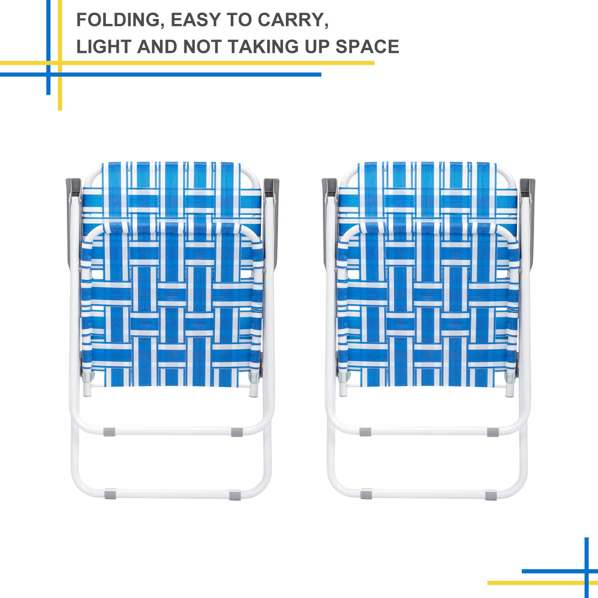 Set of 2 Blue Webbed Folding Camping Chairs Q56826