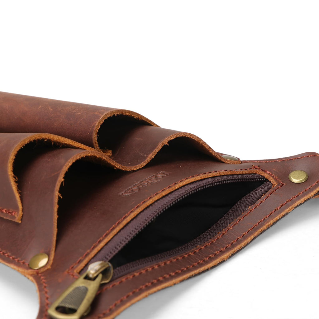 Brown Leather Gardening Tool Belt with 4 Pockets Y1867