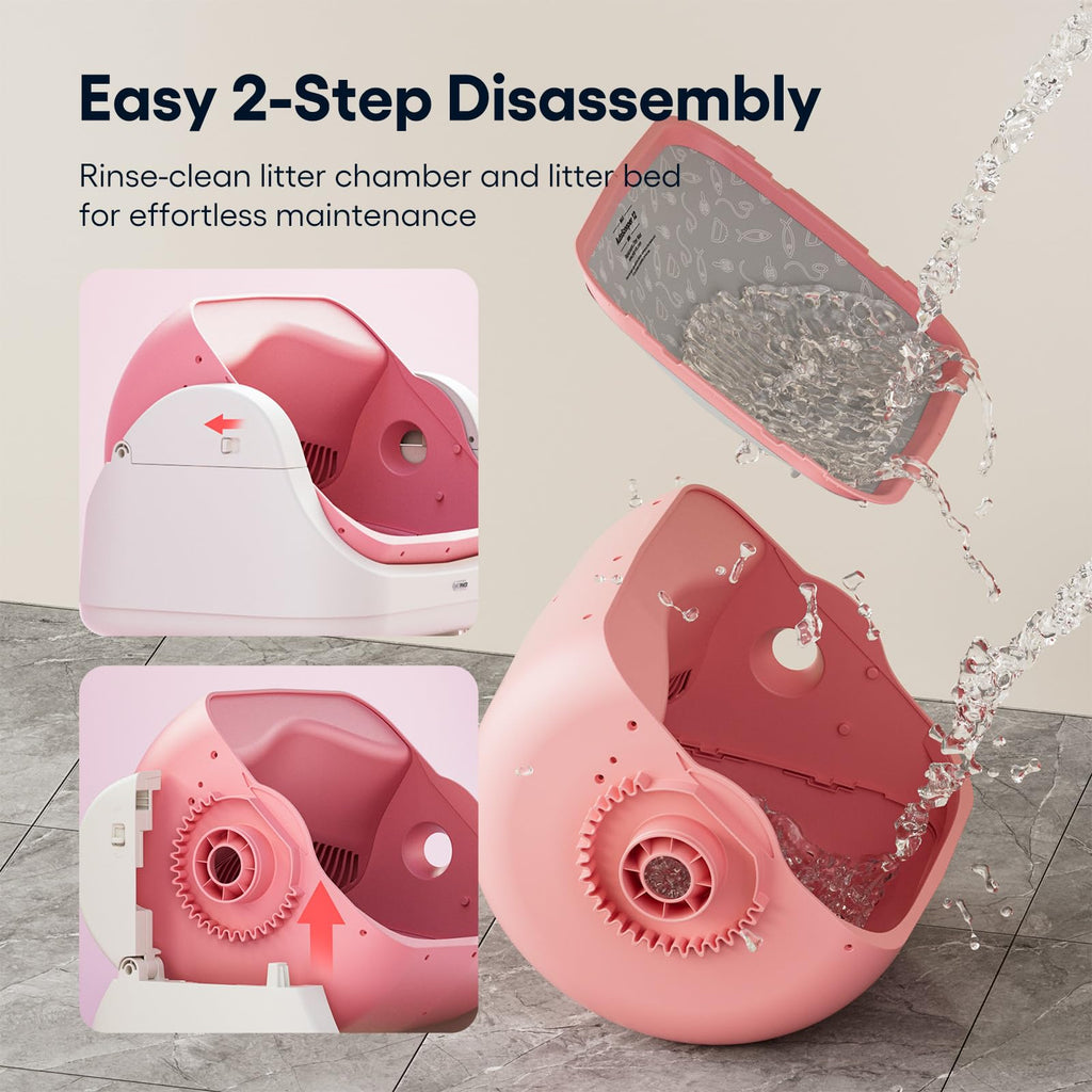 Self Cleaning Open Top Automatic Cat Litter Box Pink X79942