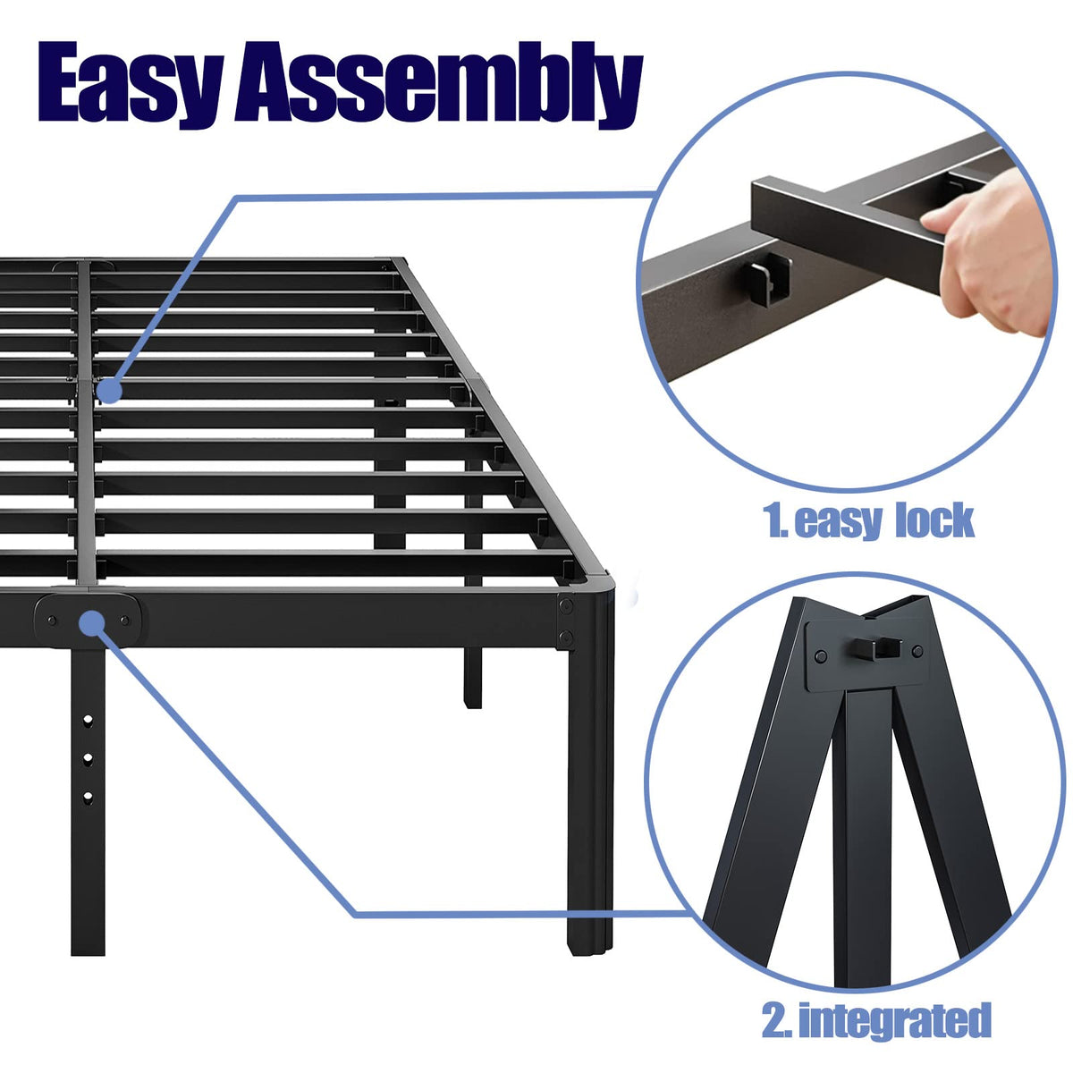 California King Heavy Duty Metal Platform Bed Frame with Round Corners Q536