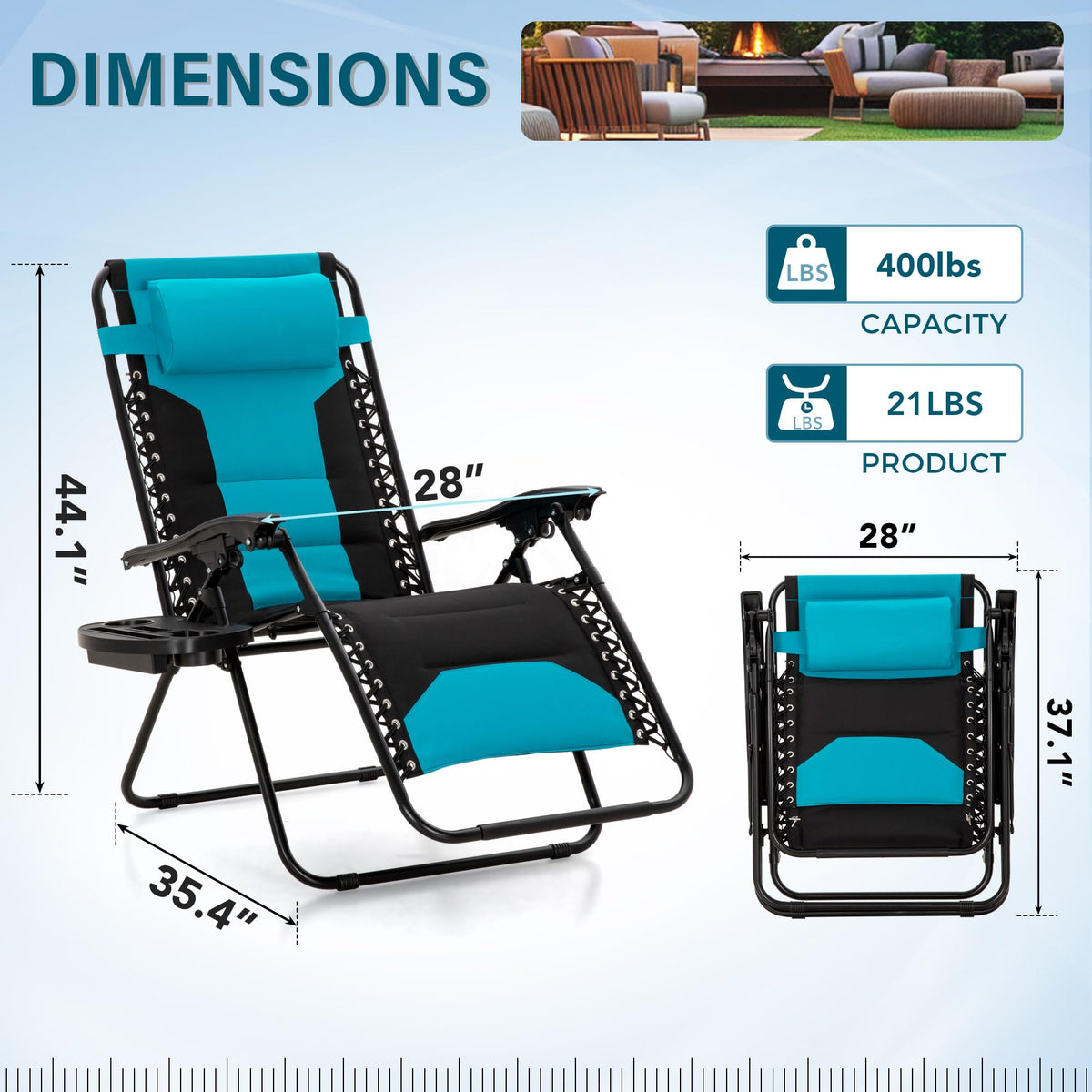 Zero Gravity Chair Set of 2 Folding Patio Lounge Recliner with Pillows Cup Holder G262