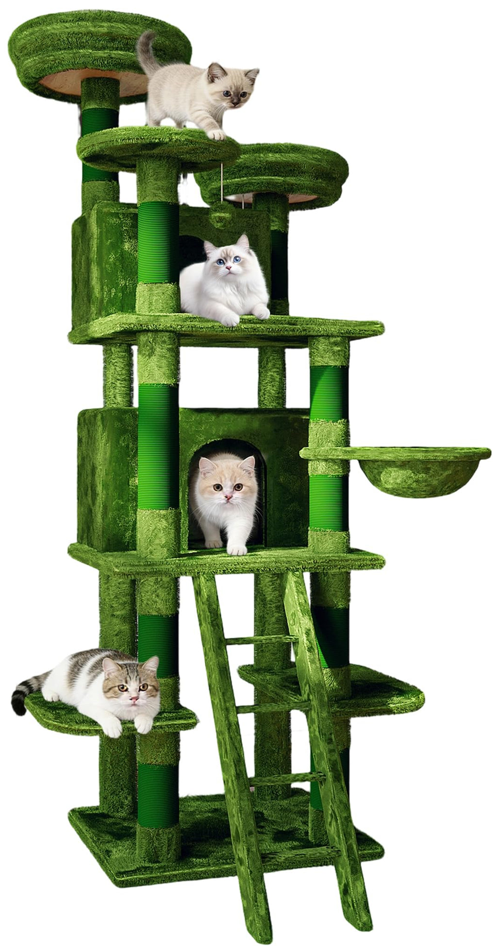 70.87'' Cat Tree Tower with Scratching Post and Hanging Hammock I316