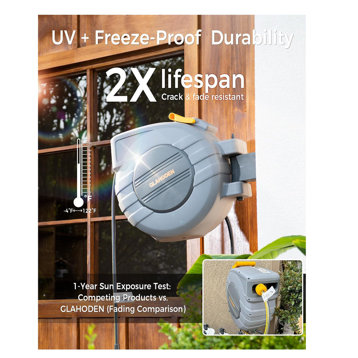 5/8 in x 100 ft Retractable Garden Hose Reel X542985