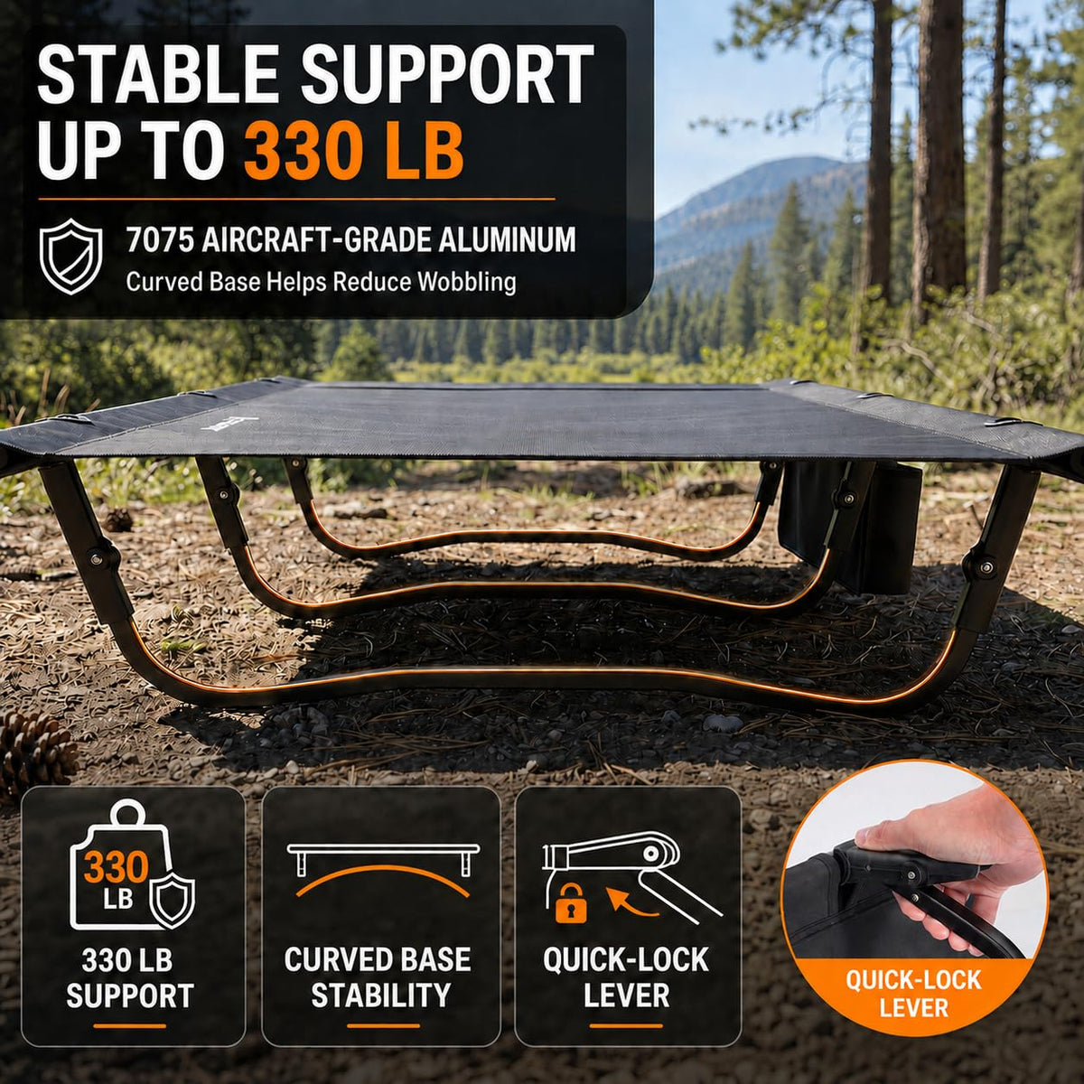 Portable Camping Cot with Pillow Pocket X126030