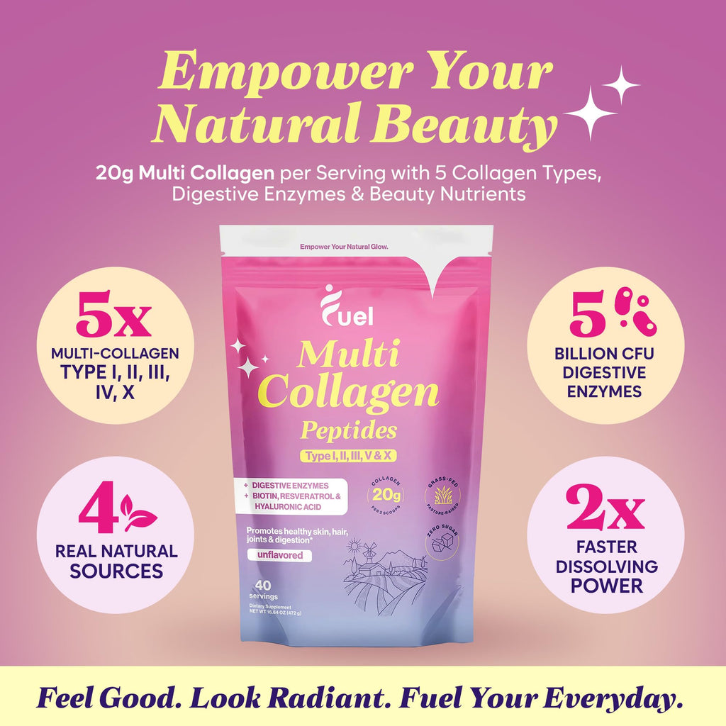 Unflavored Multi Collagen Peptides Powder 40 Servings B117