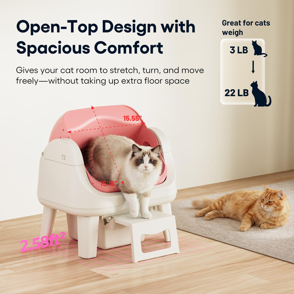 Self Cleaning Open Top Automatic Cat Litter Box Pink X79942