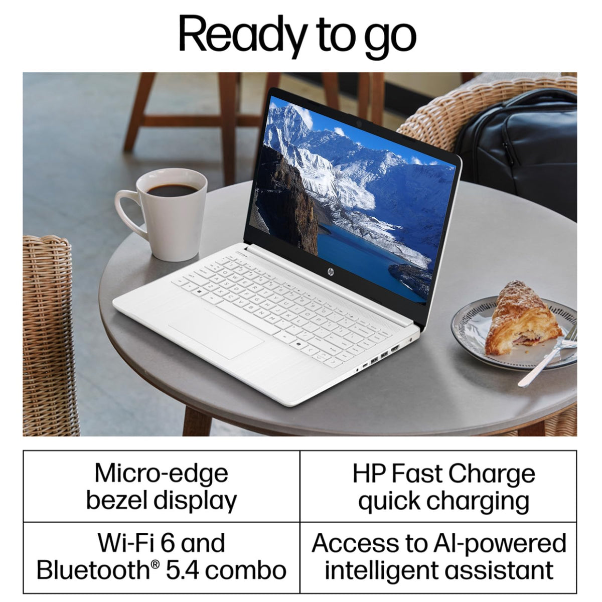 14 Inch Laptop, Intel Celeron N4500, 4GB RAM, 128GB Storage, Windows 11 S, Snowflake White E9515