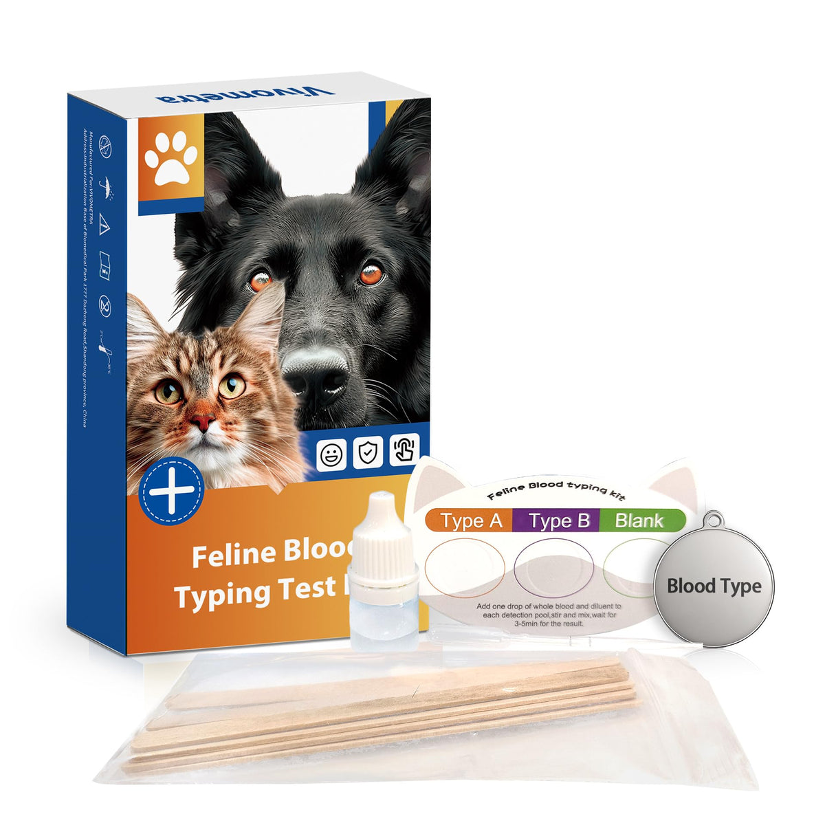 Cat Blood Typing Test Kit with Stainless Steel ID Tag Z9968