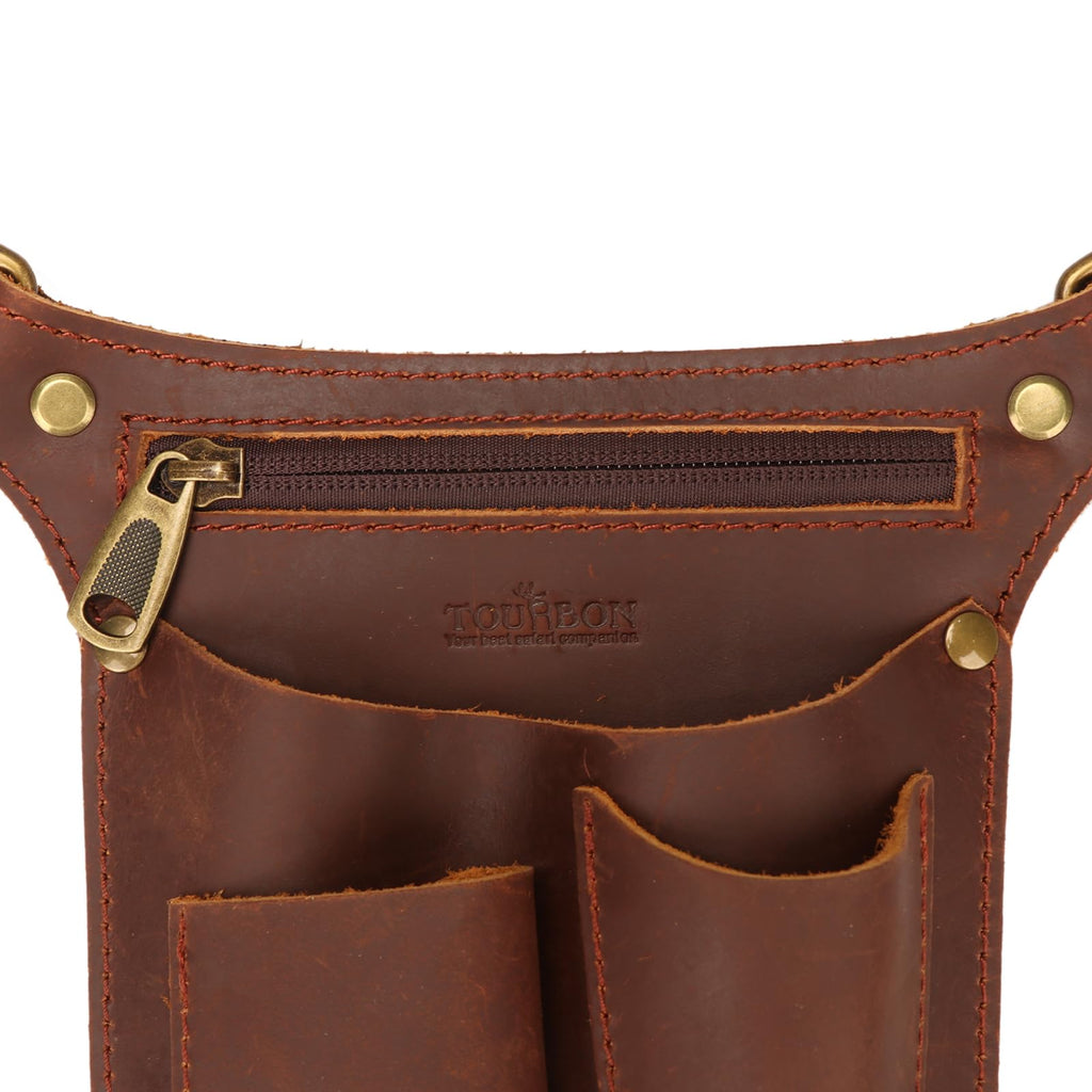 Brown Leather Gardening Tool Belt with 4 Pockets Y1867