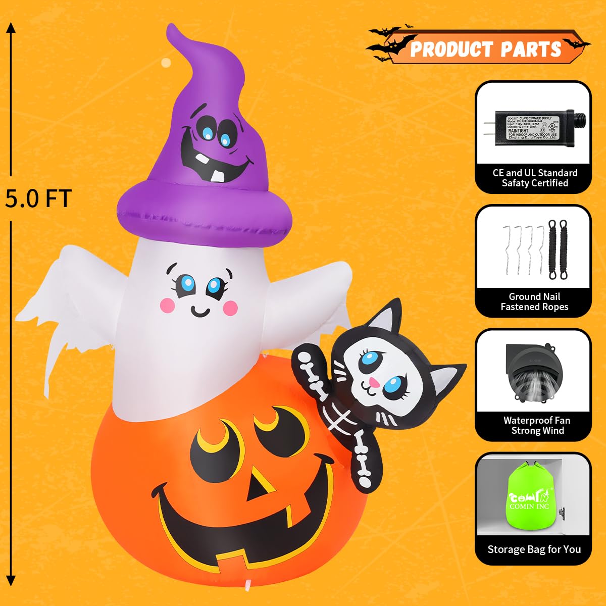5 FT Halloween Inflatables with Built-in LEDs K7874
